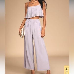 Lulu’s Light Purple Wide Leg 2 Piece Jumpsuit - Small